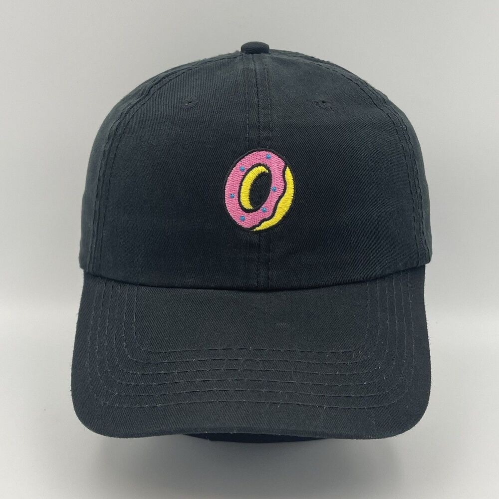 Odd Future Donut Dad Cap Black OFWGKTA Tyler Creator Embroidered Buckle Strap OS